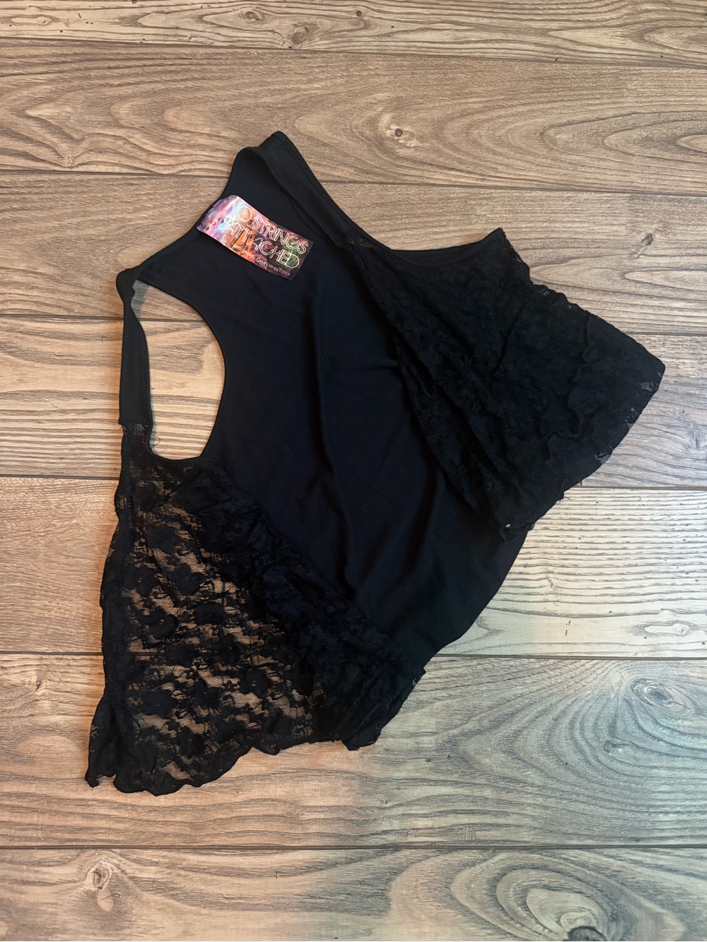Black Lace-Accent Women's Tank Top